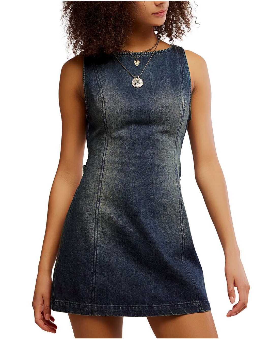 Free People Atlas Denim Sleeveless Mini Dress Size Medium NWT